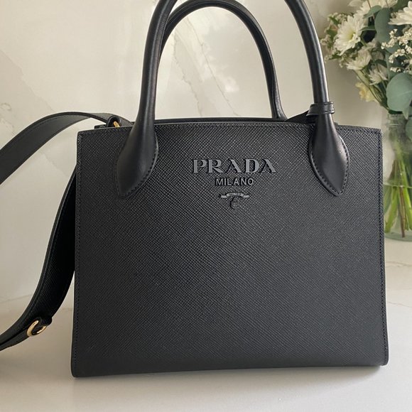 Prada Monochrome small Saffiano bag in black - Picture 5 of 6